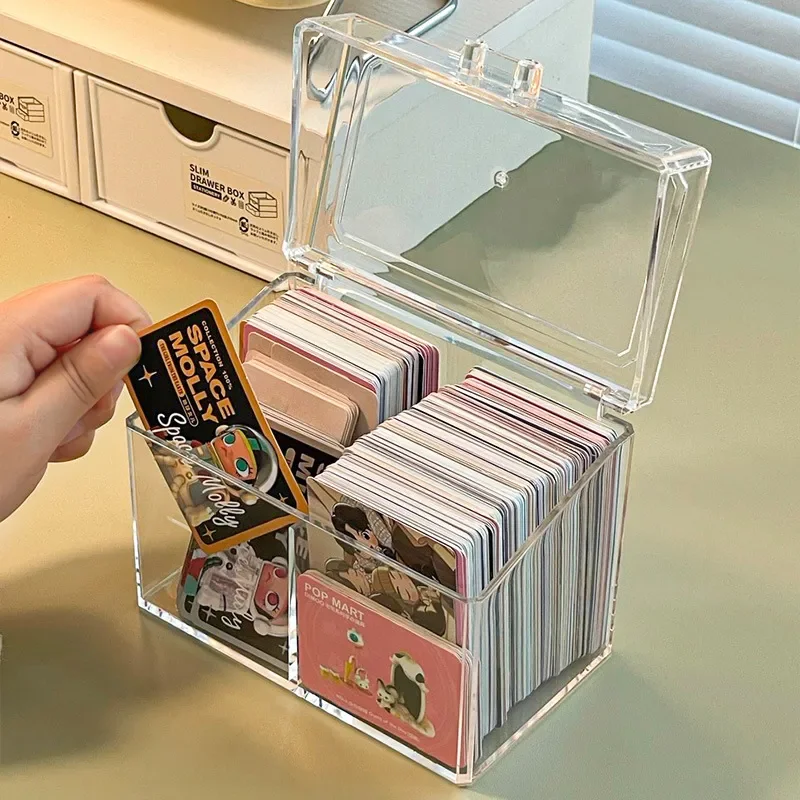 한국 아크릴 투명 보관함 블라인드 박스, 한국 포토 카드 보관함, 포토 카드 정리함 칸막이 플립 박스
