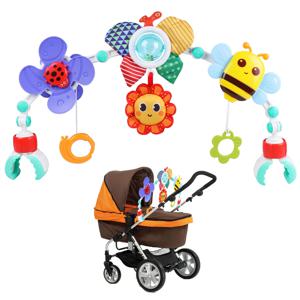 아기 놀이 아치 침대 장난감, 유모차 접이식 걸이식 모바일 장난감, 딸랑이 포함, 신생아 유모차, 자동차 좌석 유모차, 0-12 개월