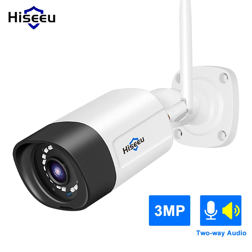 Hiseeu 무선 IP 카메라, 야외 방수 CCTV, 와이파이 감시 보안 카메라, Eseecloud 무선 시스템용 P2P, 3MP, 5MP