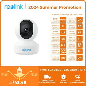 Reolink E1 시리즈 2K 4MP 와이파이 카메라 팬 & 틸트 2 방향 오디오 아기 모니터 실내 캠 AI 감지 홈 비디오 감시 카메라
