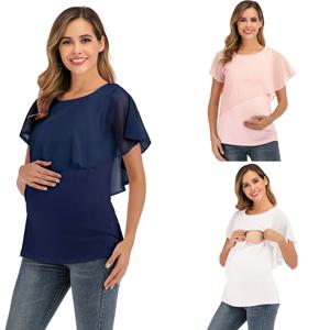 여성용 임신 수유 티셔츠, 랩 탑, 민소매 더블 레이어 블라우스 티, 임신 의류, 여름 신상