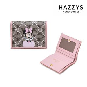 [선물포장][Disney X HAZZYS] 핑크 프린트배색 미니마우스 슬림반지갑 HIWA4E682P2