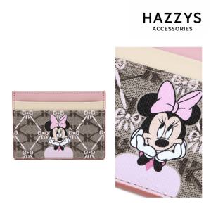 [선물포장][Disney X HAZZYS] 핑크 배색 가죽 미니마우스 카드지갑 HIHO4E682P2