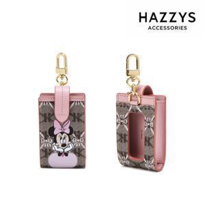[선물포장][Disney X HAZZYS] 핑크 배색 가죽 미니마우스 키홀더 HIHO4E683P2