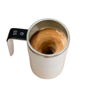 YAPOGI 자동 회전식 LED 운도표시 커피컵 토네이도 커피머그 쉐이컵, 흰색, 1개