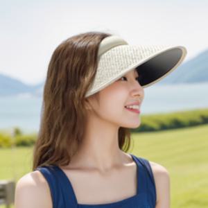 리빙하우스 UV 자외선 차단 여성 여름 라탄 밀짚 썬캡 모자