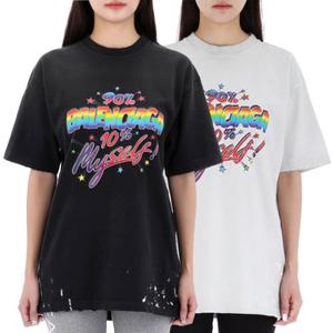 국내배송 발렌시아가 그래픽 로고 프린트 오버핏 여성 반팔 티셔츠 2종 64165