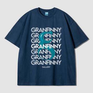 그랜피니 남녀공용 오버핏 키네틱 타이포 그래픽 반팔 티셔츠