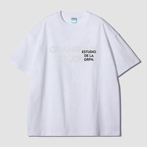 그랜피니 남녀공용 오버핏 스튜디오 프린팅 라운드 반팔 티셔츠