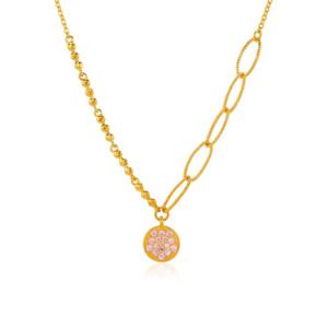 한국금다이아몬드 순금목걸이 핑크 큐 언벨 24K 7.5g 18K장식