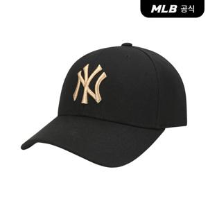 [MLB] 메탈 로고 커브조절캡 NY (BLACK)