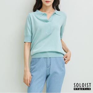 솔로이스트 에센셜 파인 오픈넥 셔츠 니트_FAEN2A01