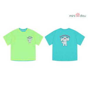 [미니도우] 크림 배색 티셔츠 하프슬리브
