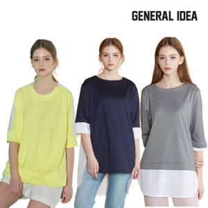 제네럴 아이디어 여성 컬러블록 컬렉션 티셔츠 3종 세트