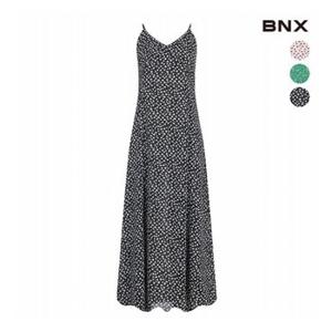 [BNX] 여성 로즈 패턴 쉬폰 나시 롱 원피스