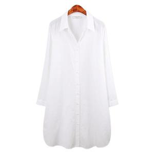 [허밍퍼플]여성용 9862-EN 베이직 롱 남방 빅사이즈 데일리룩 흰 화이트 셔츠 하얀 단색 심플 여성의류