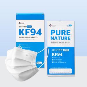 [퓨어네이처]국산 덴탈형 KF94 마스크 30매입 대형 흰색 개별포장