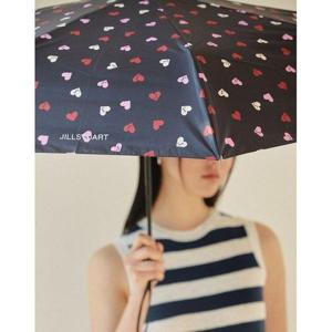갤러리아_JAUM4E061 [PETIT HEART] 블랙 쁘띠하트 패턴 3단자동 양산 겸용 우산