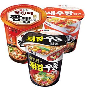 [농심] 새우탕컵6입+튀김우동컵6입+오징어짬뽕컵6입/소컵/총18개입