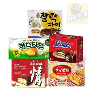갤러리아_맛있는 파이류 5종 - 명가찰떡파이 초코파이 롯데카스타드 마