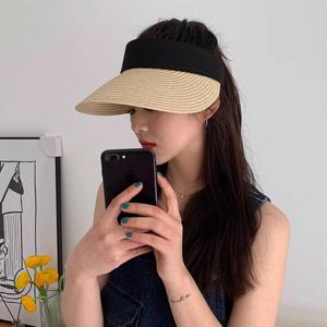 [루즈루나] 루벤나 돌돌이 썬캡 자외선차단 여름 여성 밀짚 비치 모자