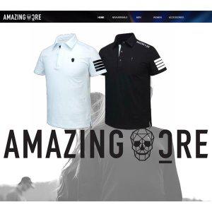 골프웨어 어메이징 크리 기능성 썸머 스판텍스 포인트 골프 카라 반팔 티셔츠