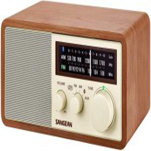 산진 Sangean WR-16 AM/FM 블루투스 나무 캐비닛 라디오