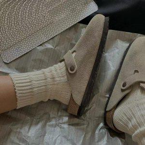 Birkenstock 신발 발가락 반 슬립 여성 스웨이드 보스턴 슬리퍼
