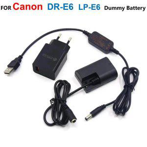 DR-E6 LP-E6 LP-E6N 가짜 배터리 5V USB 케이블 충전기 어댑터 호환 캐논 EOS 60D 70D 5D2 6D 7D 5D 마크 I