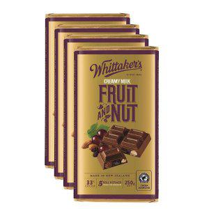 Whittaker's 휘태커스 Fruit And Nut 프루트 앤 넛 밀크 초콜릿 250g 4팩