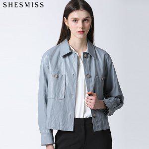 [쉬즈미스] [하프클럽/]감각있는 빅 포켓 레더 숏 재킷 (택가격 278000원)