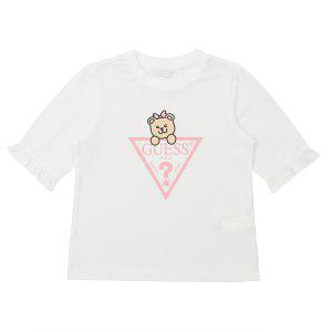[현대백화점 부산점] 게스키즈  삼각 ㅂ어 여름  화이트 7부 스판 롱 티셔츠   G33DAT080W1