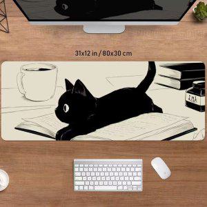 검은 고양이 게이밍 키보드 마우스 장패드