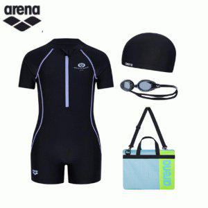 [아레나] 여아동 생존키트 수영복세트(수영복 모자 수영 가방 수영안경)  끈주머니증 A4BG1KG02