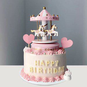회전목마 생일 케이크 모형 가짜 케익 셀프 웨딩 소품