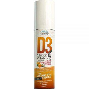 BIOLABS PRO 천연 비타민 D3 15000IU 비타민 D 크림 - 최대 강도 - 자연적으로 비타민 D 결핍 방지 - 비타
