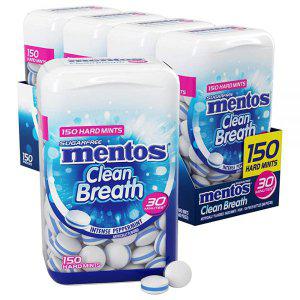 Mentos 클린 브레스 하드 민트 인텐스 페퍼민트 150개 4팩