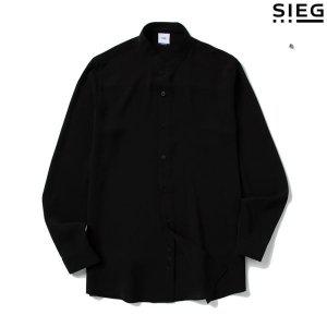 [지이크*] [하프클럽/지이크]블랙 솔리드 스탠다드핏 긴팔 차이나 카라 셔츠 (PEBAB5520)