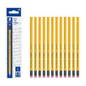 스테들러 옐로우 지우개 연필 134 12입 펜슬 노랑연필