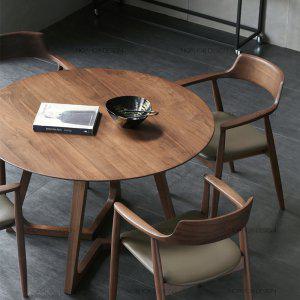 북유럽 고급 원목 식탁 세트 테이블 의자 원형 라운드 커피 카페 인테리어 3인용 4인용