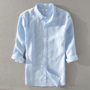 린넨 100 남자 마셔츠 마남방 7부 흰색 여름 셔츠 빅사이즈 얇은 캐주얼 베이직 리조트
