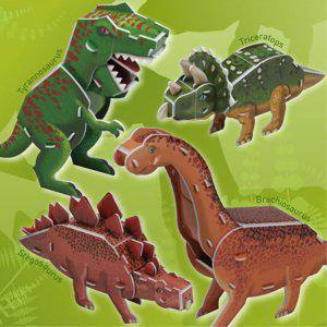 집콕실내활동 공룡만들기 3D 입체퍼즐 4종 입체모형
