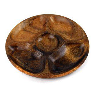 원형홀접시 나무우드원목 고급스러운 두꺼운 플레이팅 디저트그릇