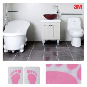 3M 발모양 핑크100x180 좌우6매 욕실타일 욕조바닥 미끄럼방지 화장실 논슬립 패드
