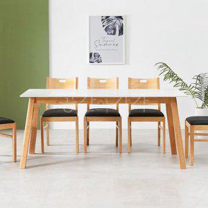 원목 세라믹 6인용 식탁 1700 대형 테이블 사각형 화이트 마블 패턴