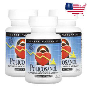 소스내추럴스 폴리코사놀 20mg 60정 사탕수수 추출 policosanol 3개세트