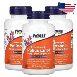 나우푸드 폴리코사놀 엑스트라 스트렝스 40mg 90캡슐 산사나무 열매 피토스테롤 3개세트