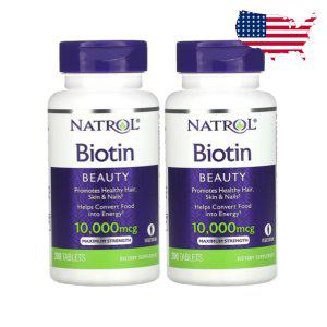 Natrol 비오틴 10000 mcg 200정 비오틴 인산 칼슘 나트롤 2개