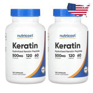 뉴트리코스트 하이드롤라이즈드 케라틴 단백질 500mg 120 캡슐 Keratin 2병
