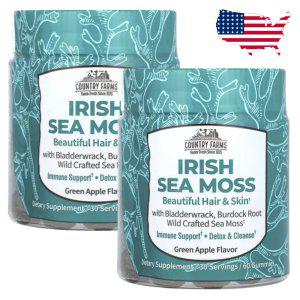 카운티팜스 아이리쉬 바다이끼 Sea Moss 구미 젤리 60정 블래더랙 우엉 스무디 2병